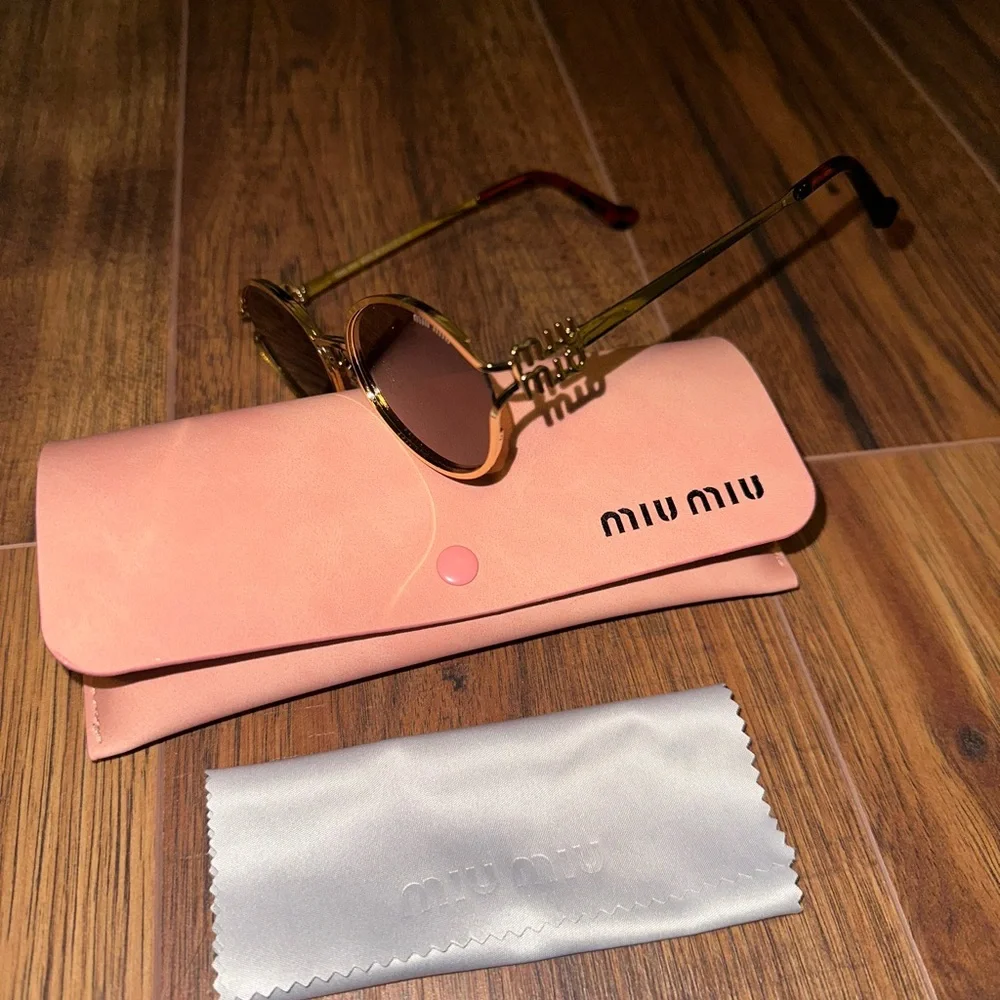 Miu Miu Gold-Tone Logo Glasses - Picture 3 of 5